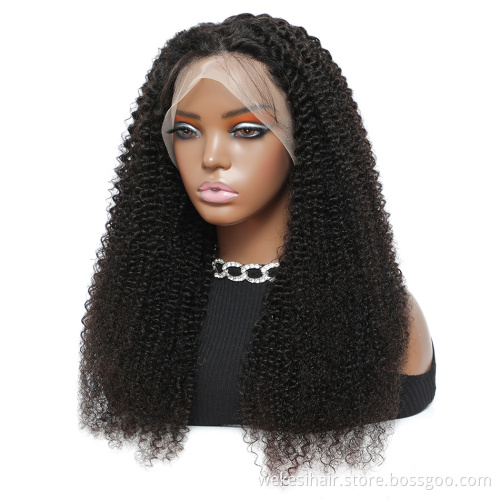 Cheap Wholesale Kinky Curly HD Full Lace Front Wig Brazilian Virgin Human Hair Transparent Lace Frontal Closure Wig For Women